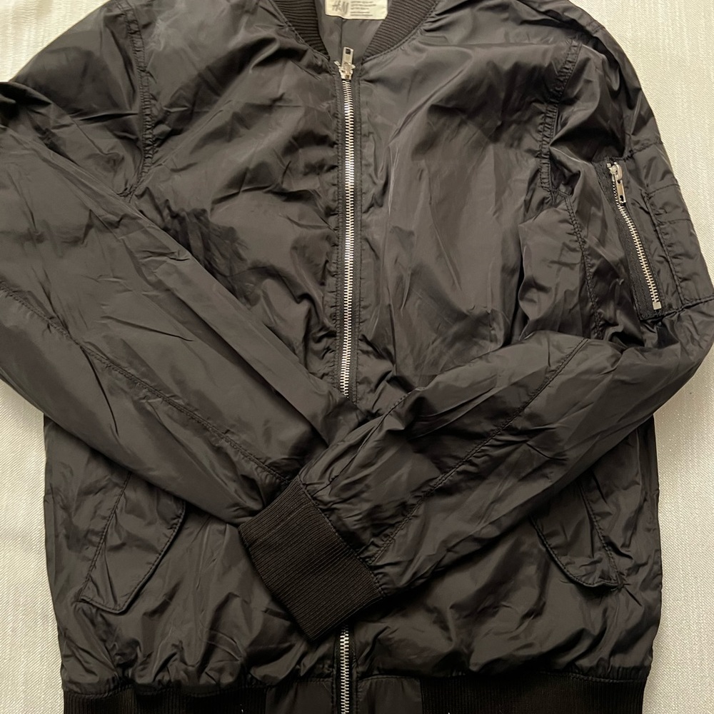 H&M kids bomber jacket black Size 13-14 youth - Picture 3 of 7